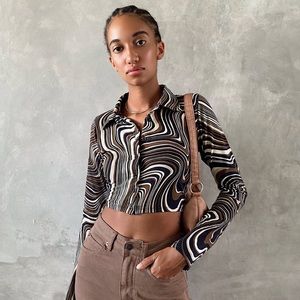 Motel Rocks Brown & White Crop Top